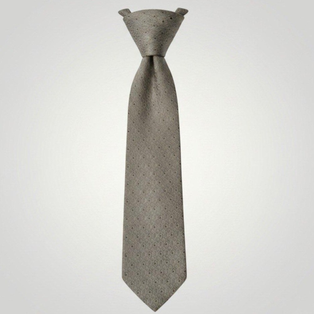 Claude Montana Necktie Vintage Taupe Grey Geometric Diamond Silk Italy Luxury
